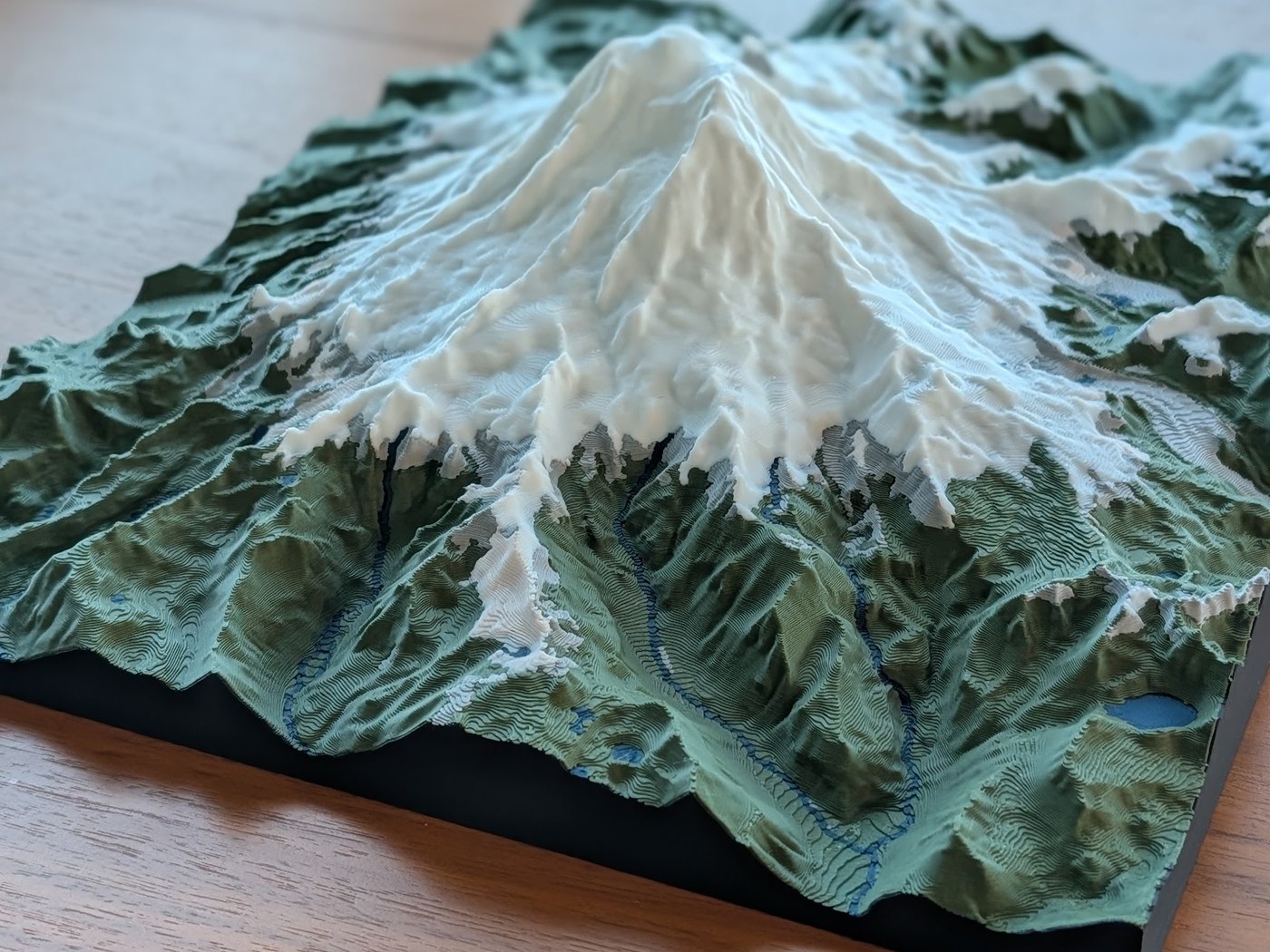 A finished 3D-printed map on a table